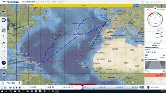 Le parcours de Babaorum. En rouge, la transat des Alizés