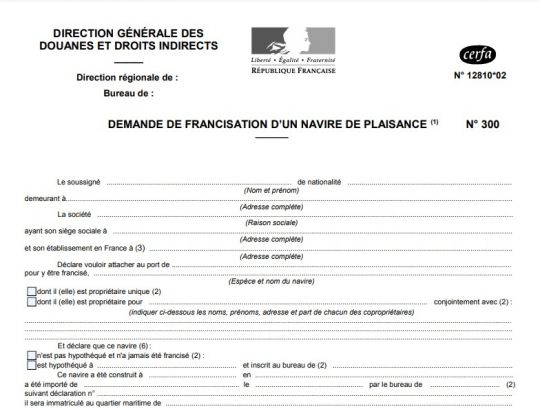 Formulaire de demande de Francisation