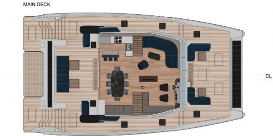 Plan du pont principal de l'Ocean Eco 60 Coupé