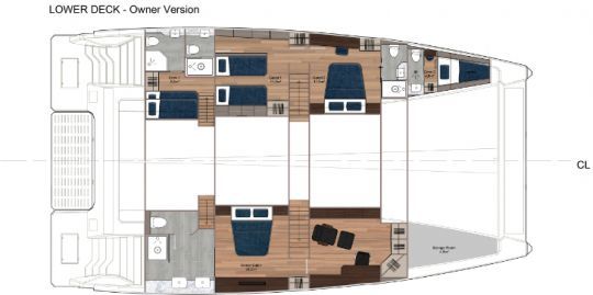 Plan d'aménagement des coques version propriétaire de l'Ocean Eco 60 Coupé