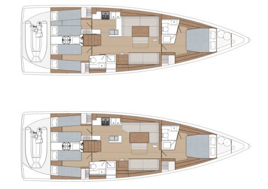 Plan de l'aménagement intérieur de l'Arcona 50