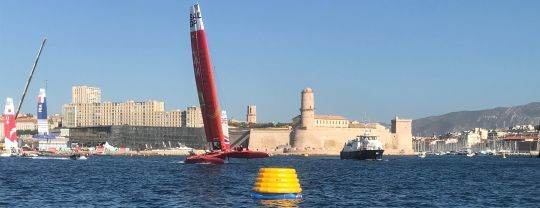 La MarkSetBot lors des SailGP 2019 à Marseille