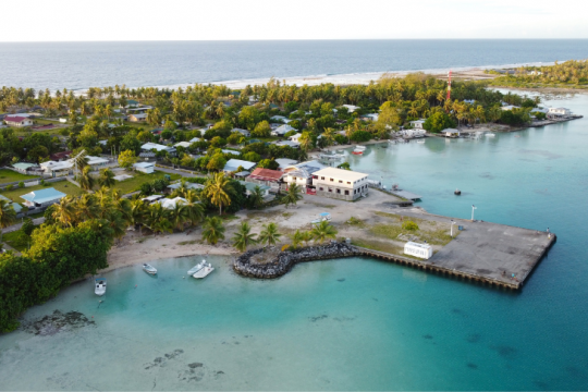 Le village de Tenukupara à Ahé, vu du ciel ©Julie Leveugle