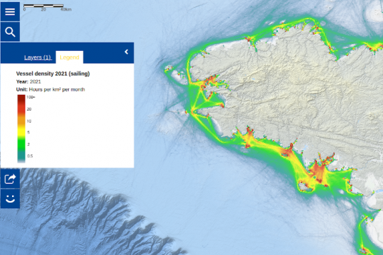 Une carte d'un trafic maritime de voiliers en Bretagne