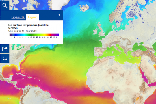 Une carte de la température des eaux de surface