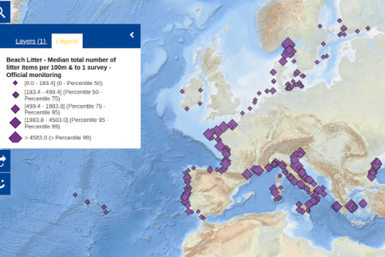 Une carte sur la concentration des déchets marins sur les plages