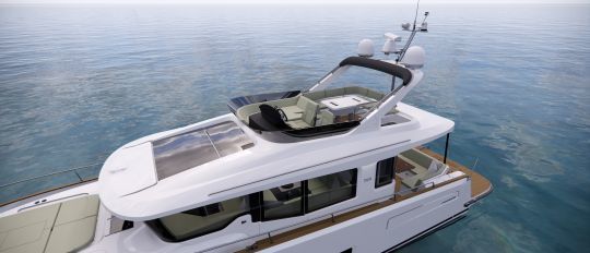 Le flybridge et l'immense vitrage de roof