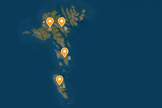 1-Suduroy, 2-Sandoy, 3-Eysturoy, 4-Streymoy