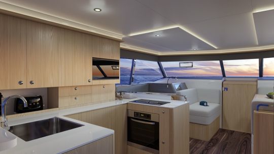 The Aquila 42 integrates a galley "just like home"