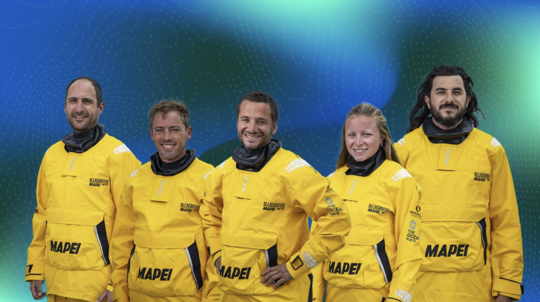 Morgan Lagravière, Thomas Ruyant, Ambrogio Beccaria, Manon Peyre et Pierre Bouras ©PierreBourras
