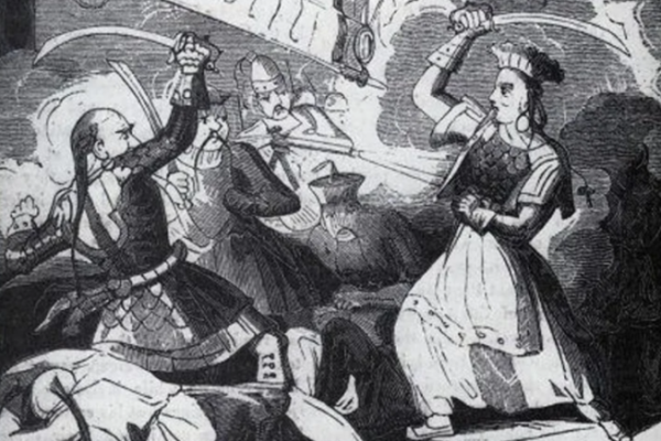 La única representación conocida de Ching Shih. Grabado del siglo XVIII