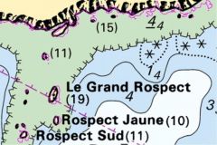Los estrechos de Brest con, en magenta, el nuevo lmite tierra-mar